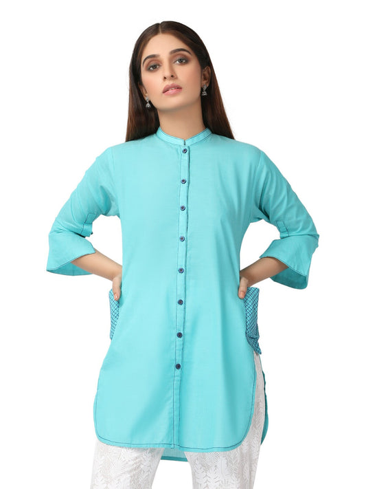 Edenrobe - Pret 1Pc Printed Chambray Shirt - ELTK19-66782