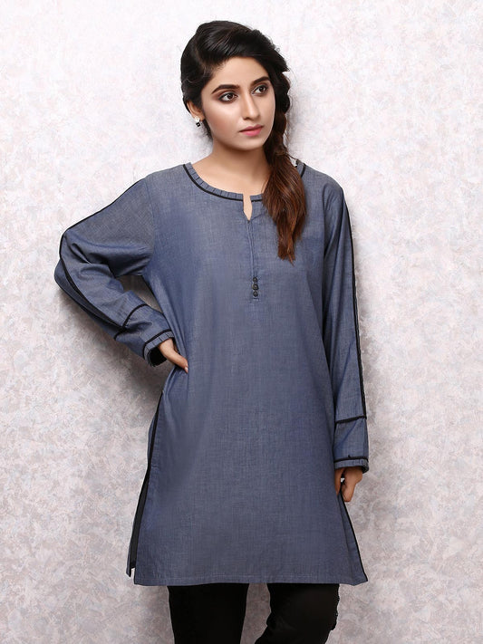 Edenrobe - Pret 1Pc Printed Denim Shirt - ELTK19-66826