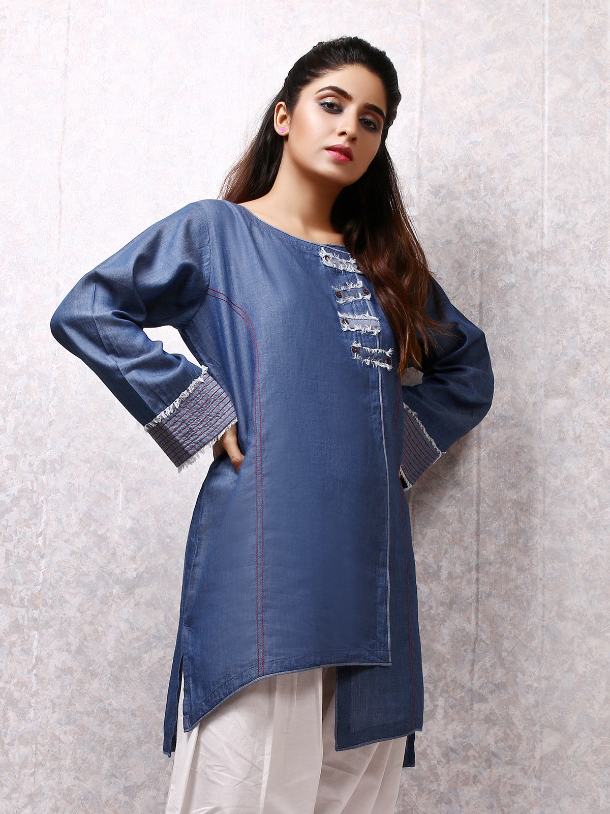 Edenrobe - Pret 1Pc Printed Denim Shirt - ELTK19-66827