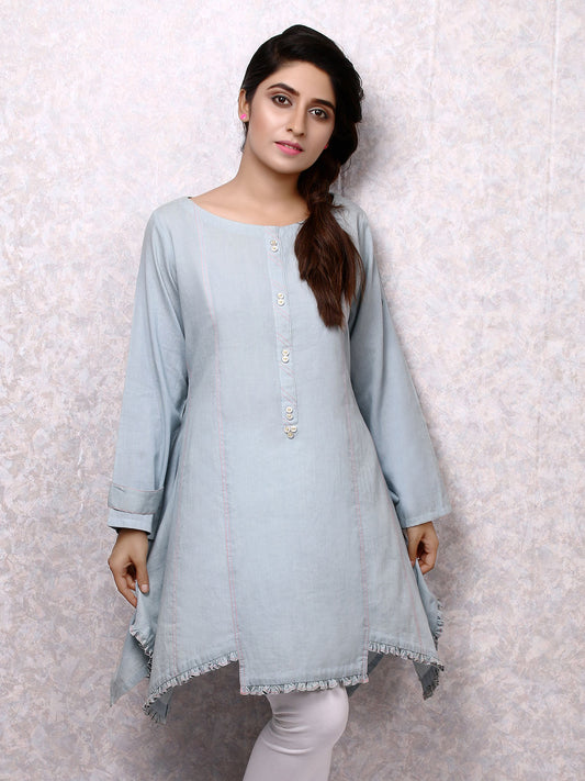 Edenrobe - Pret 1Pc Printed Chambray Shirt - ELTK19-66829