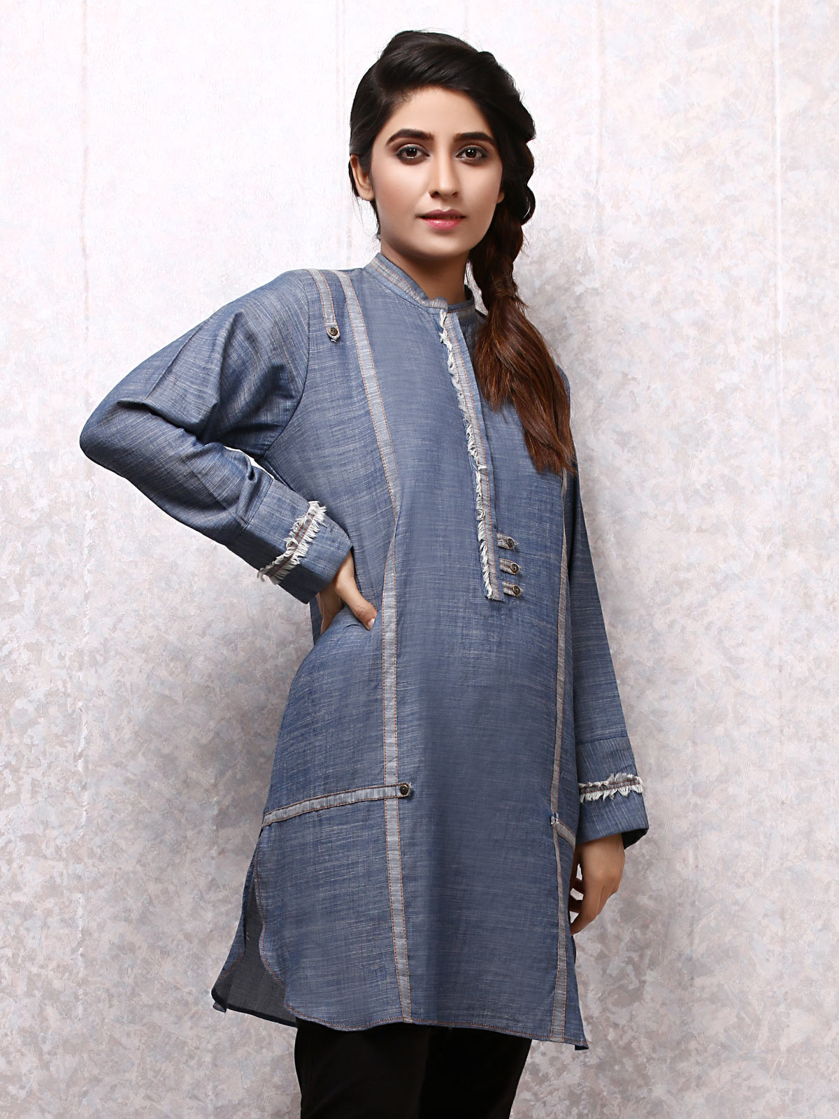 Edenrobe - Pret 1Pc Printed Denim Shirt - ELTK19-66922