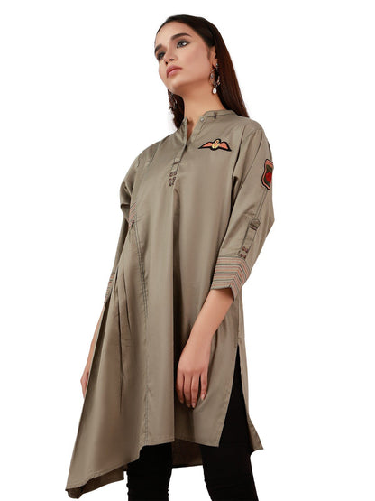 Edenrobe - Pret 1Pc Printed Olive Shirt - ELTK19-67000