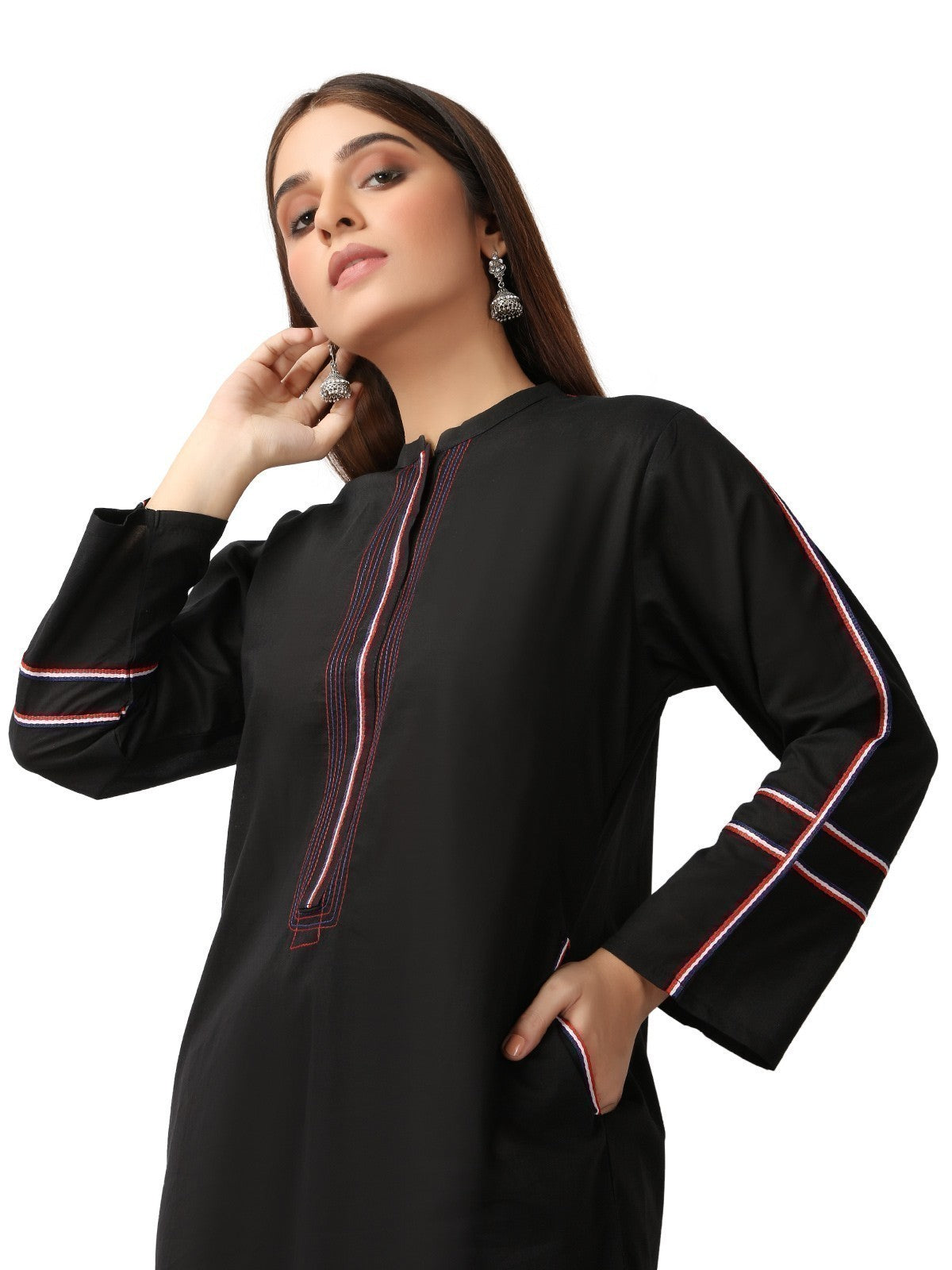 Edenrobe - Pret 1Pc Printed Black Shirt - ELTK19-67011