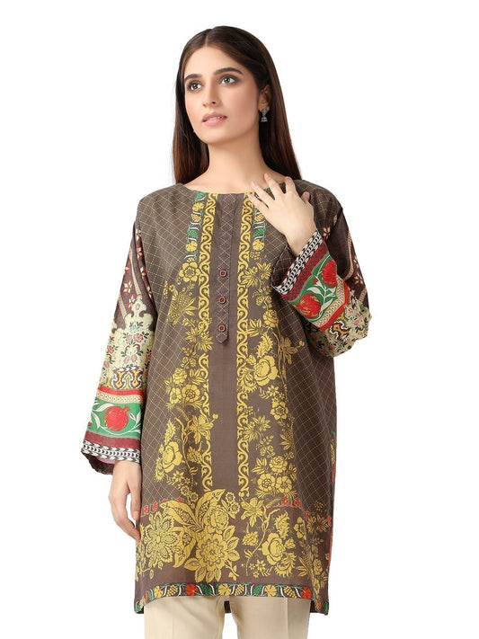 Edenrobe - Pret 1Pc Printed Brown Shirt - ELTKA19-66879