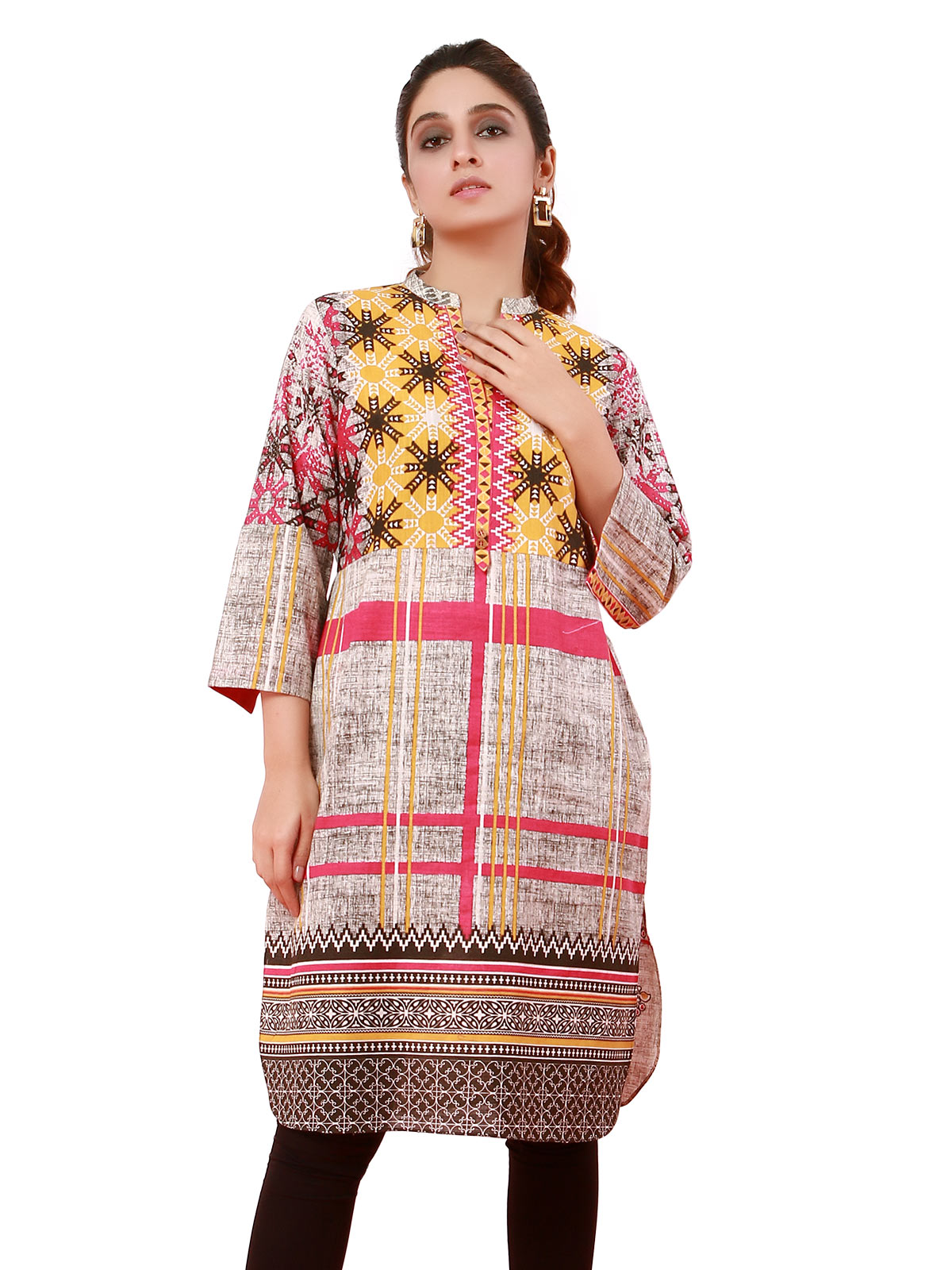 Edenrobe - Pret 1Pc Printed Khaddar Shirt - ELTKA19-67126
