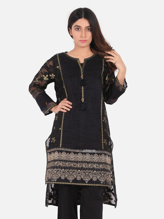 Edenrobe - Pret 1Pc Embroidered Black Shirt - ELTKE19-66182