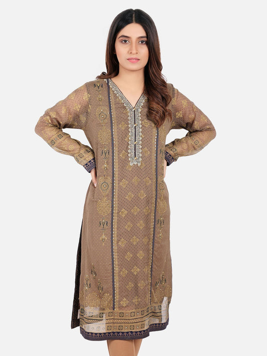 Edenrobe - Pret 1Pc Embroidered Chiffon Shirt - ELTKE19-66201