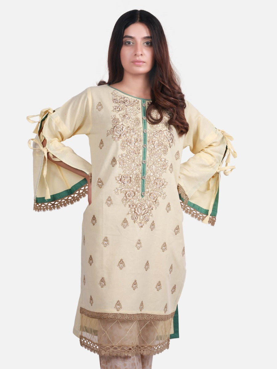 Edenrobe - Pret 1Pc Embroidered Yellow Shirt - ELTKE19-66307