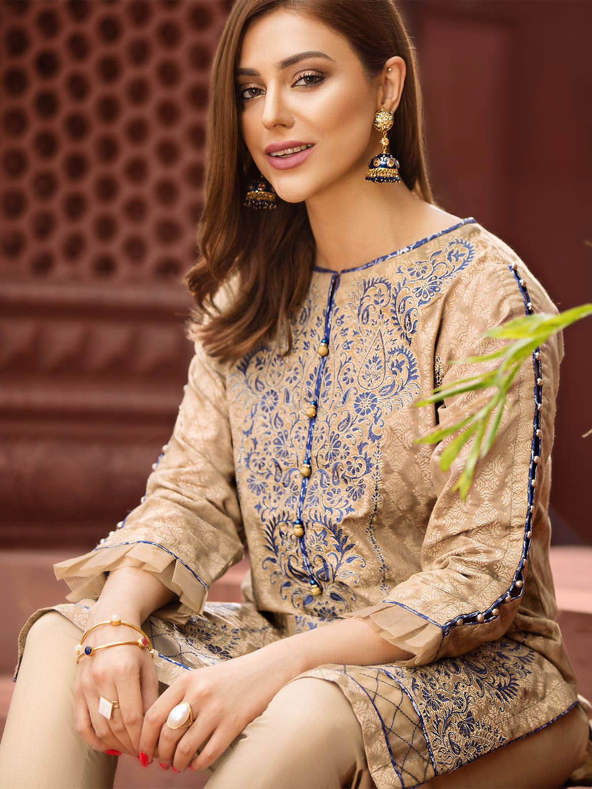 Edenrobe - Pret 1Pc Embroidered Jacquard Shirt - ELTKE19-66335