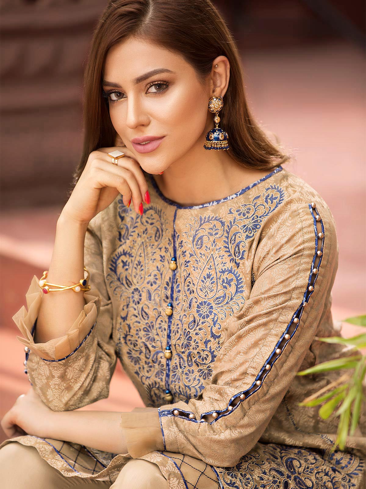 Edenrobe - Pret 1Pc Embroidered Jacquard Shirt - ELTKE19-66335
