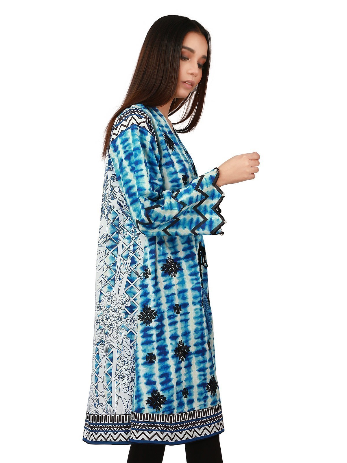 Edenrobe - Pret 1Pc Embroidered Blue Shirt - ELTKE19-66446