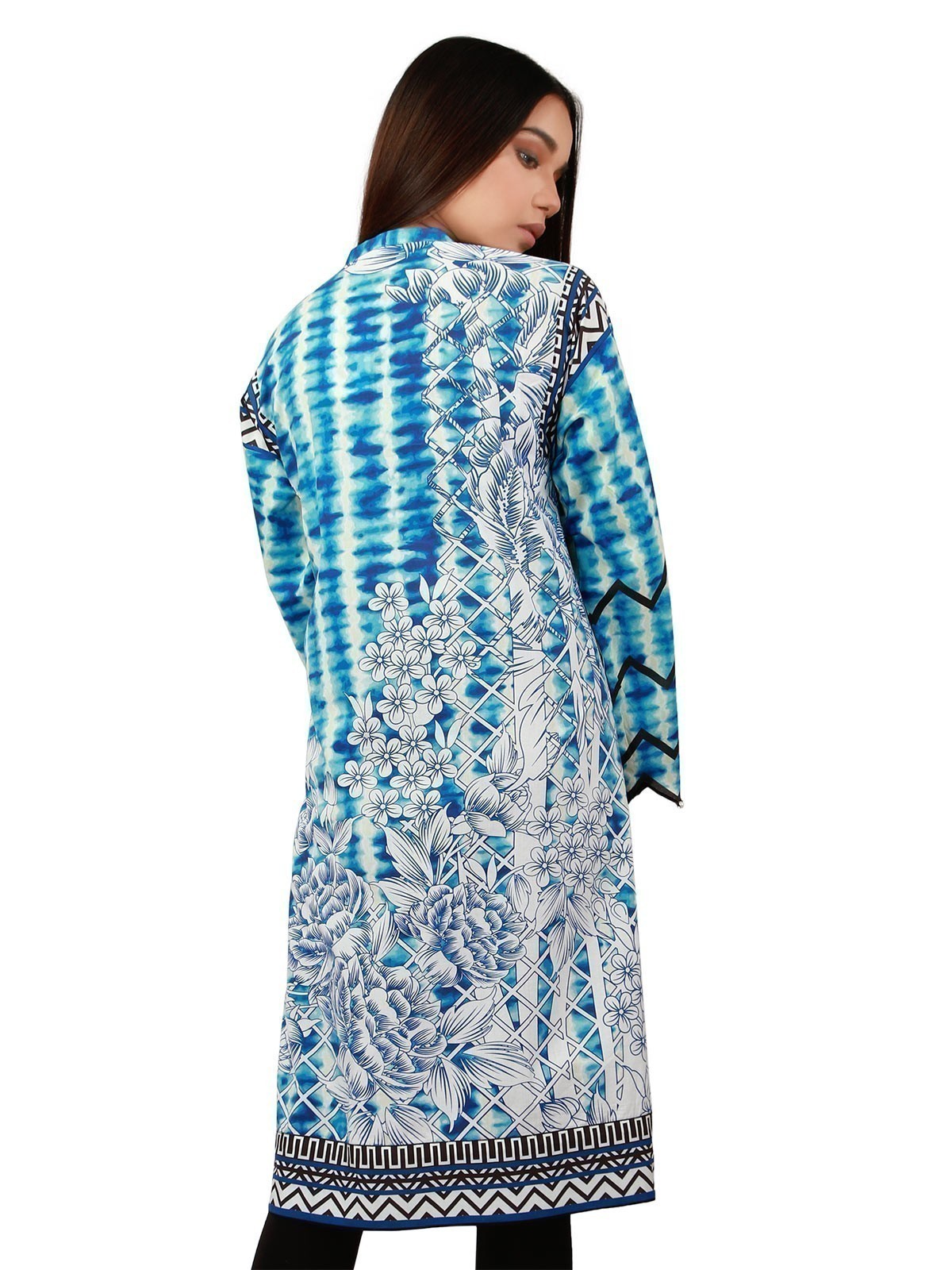Edenrobe - Pret 1Pc Embroidered Blue Shirt - ELTKE19-66446