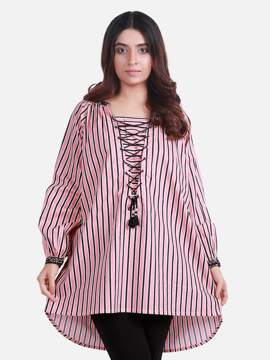 Edenrobe - Pret 1Pc Embroidered Peach Shirt - ELTKE19-66540