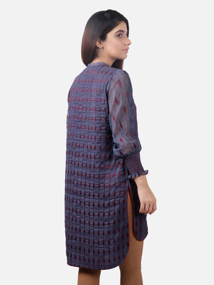 Edenrobe - Pret 1Pc Embroidered Blue Shirt - ELTKE19-66689