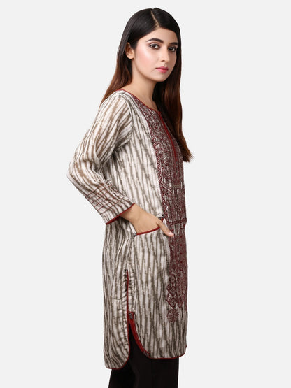 Edenrobe - Pret 1Pc Embroidered Rayon Shirt - ELTKE19-66712