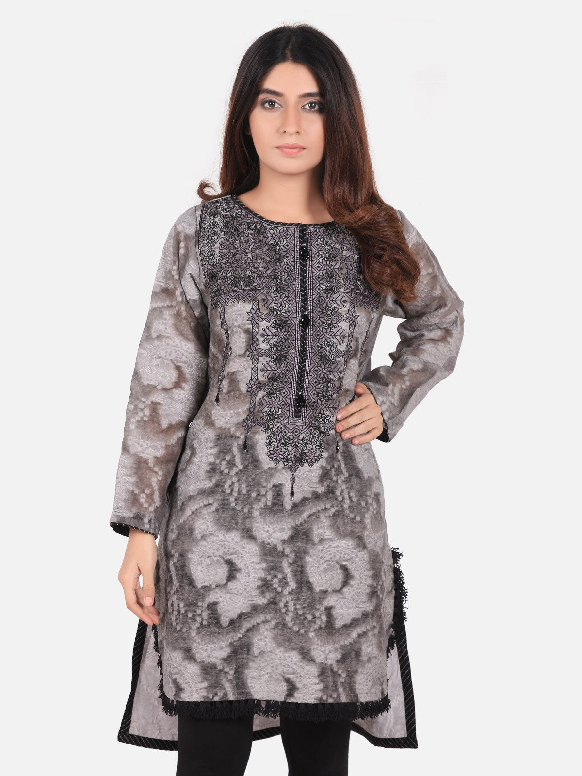 Edenrobe - Pret 1Pc Embroidered Jacquard Shirt - ELTKE19-66723