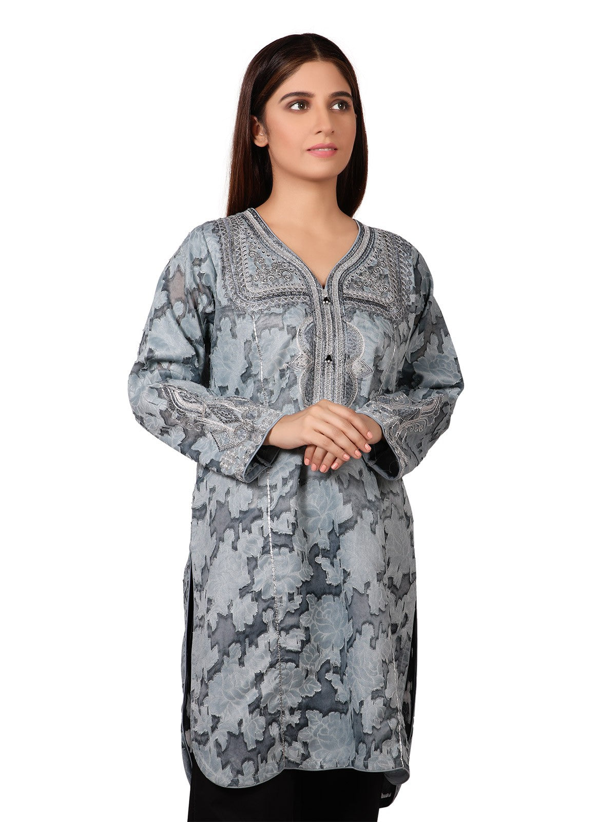 Edenrobe - Pret 1Pc Embroidered Jacquard Shirt - ELTKE19-66724