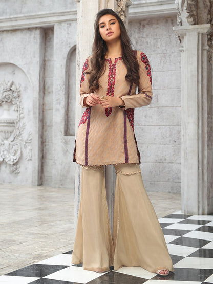 Edenrobe - Pret 1Pc Embroidered Brown Shirt - ELTKE19-66780