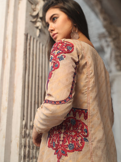 Edenrobe - Pret 1Pc Embroidered Brown Shirt - ELTKE19-66780