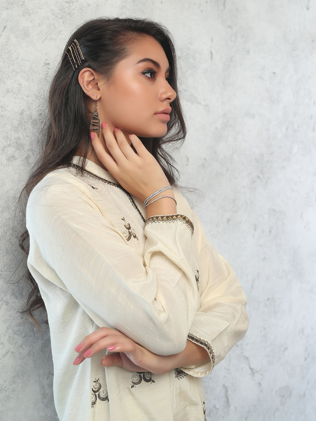 Edenrobe - Pret 2Pc Embroidered Cream Shirt Trouser - ELTKE19-66859 (2-Pcs)