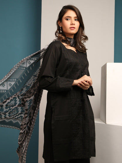 Edenrobe - Pret 2Pc Embroidered Cotton Shirt Dupatta - ELTKE19-66877 (2PC-D)