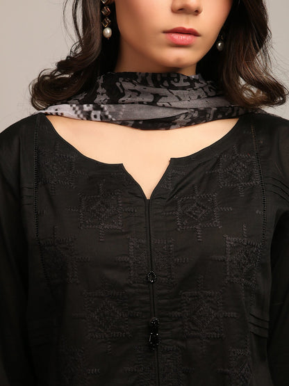 Edenrobe - Pret 2Pc Embroidered Cotton Shirt Dupatta - ELTKE19-66877 (2PC-D)