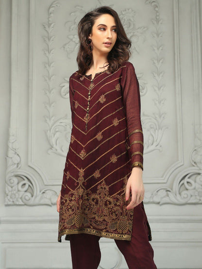 Edenrobe - Pret 2Pc Embroidered Silk Shirt Trouser - ELTKE19-66899 (2-PCS)