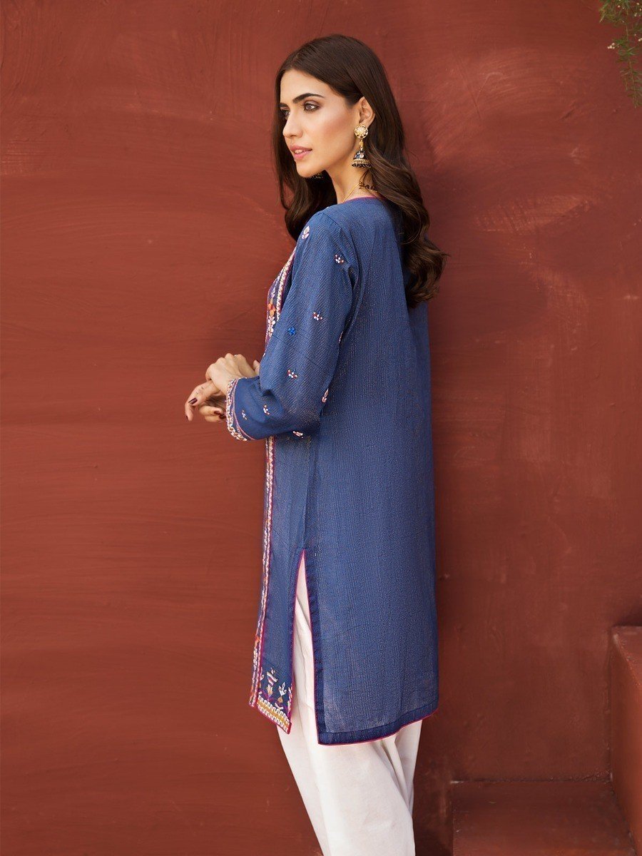 Edenrobe - Pret 1Pc Embroidered Blue Shirt - ELTKE19-66910