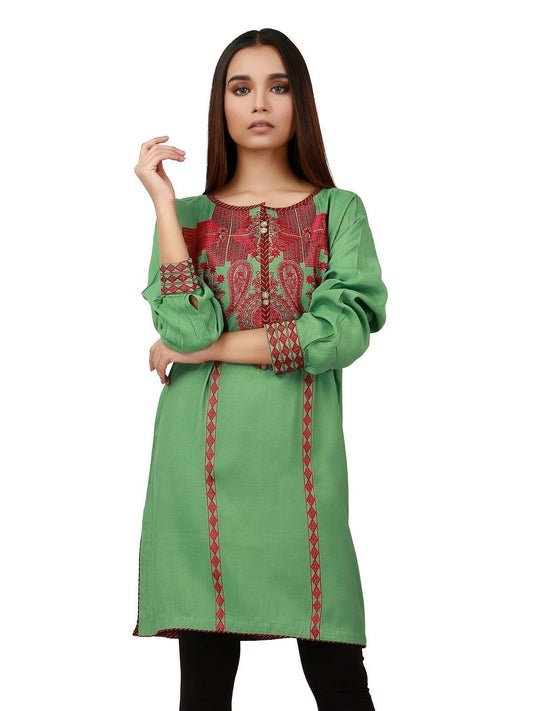 Edenrobe - Pret 1Pc Embroidered Green Shirt - ELTKE19-66925