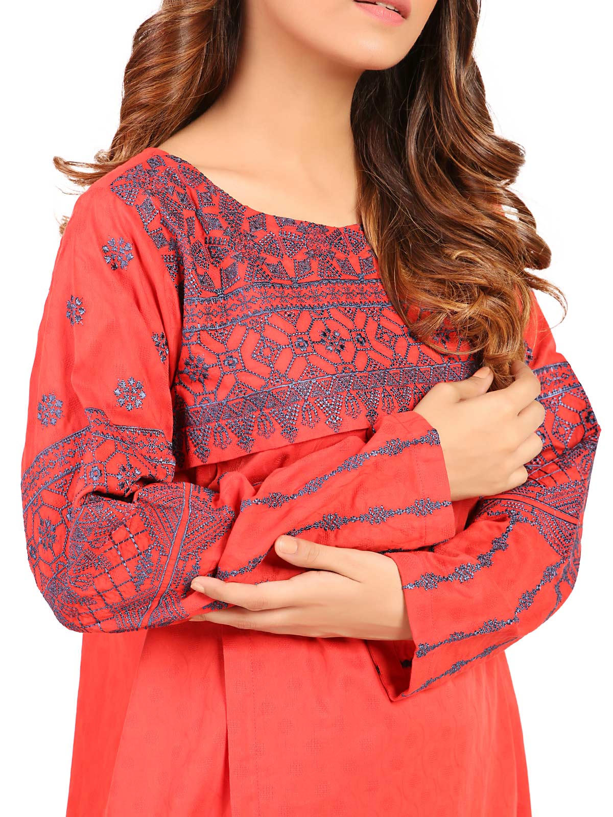 Edenrobe - Pret 1Pc Embroidered Jacquard Shirt - ELTKE19-66926