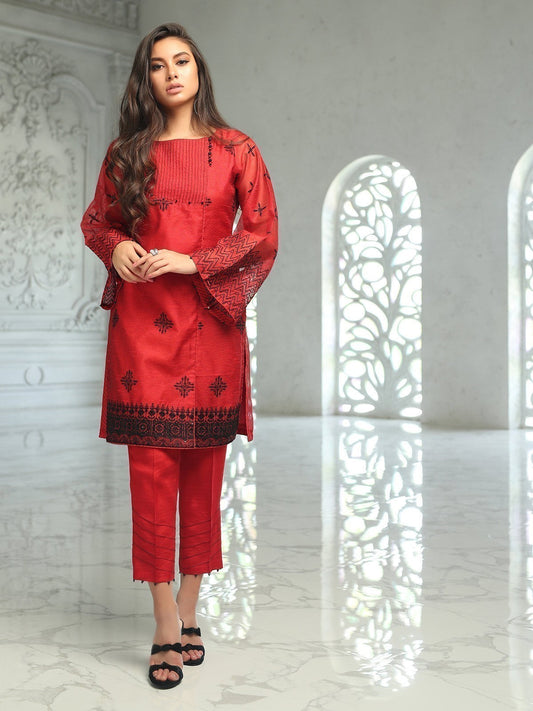 Edenrobe - Pret 2Pc Embroidered Silk Shirt Trouser - ELTKE19-66943 (2-PCS)
