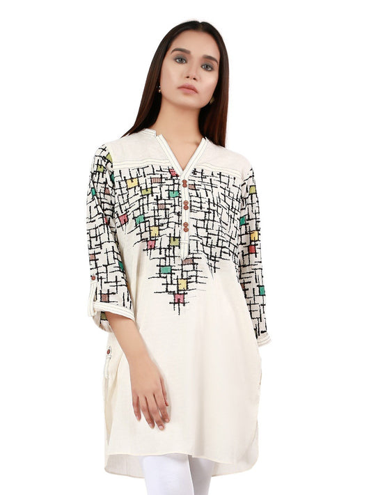 Edenrobe - Pret 1Pc Embroidered Cream Shirt - ELTKE19-66968