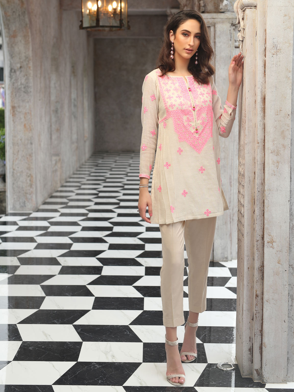 Edenrobe - Pret 1Pc Embroidered Cotton Shirt - ELTKE19-66970