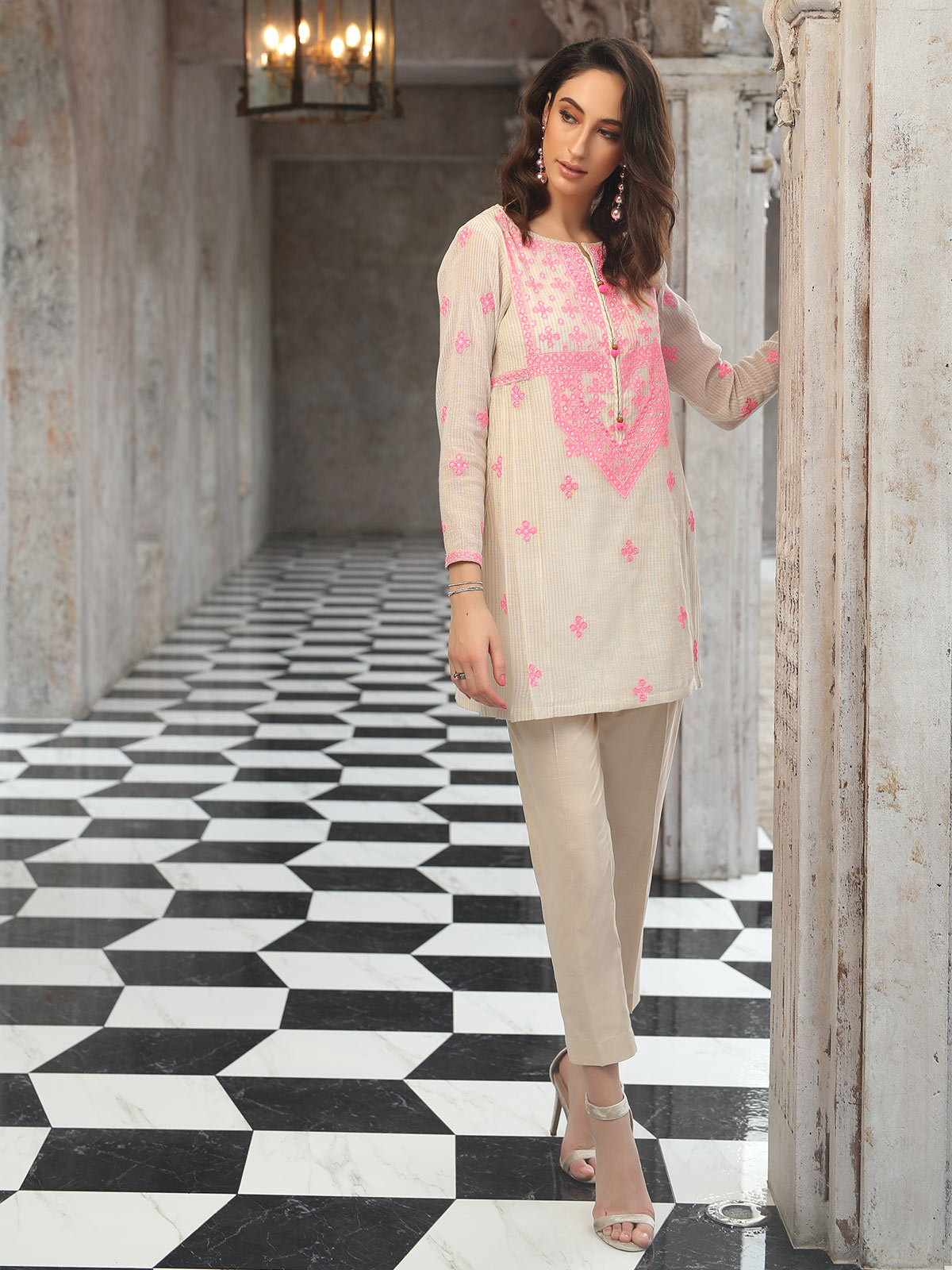 Edenrobe - Pret 1Pc Embroidered Cotton Shirt - ELTKE19-66970
