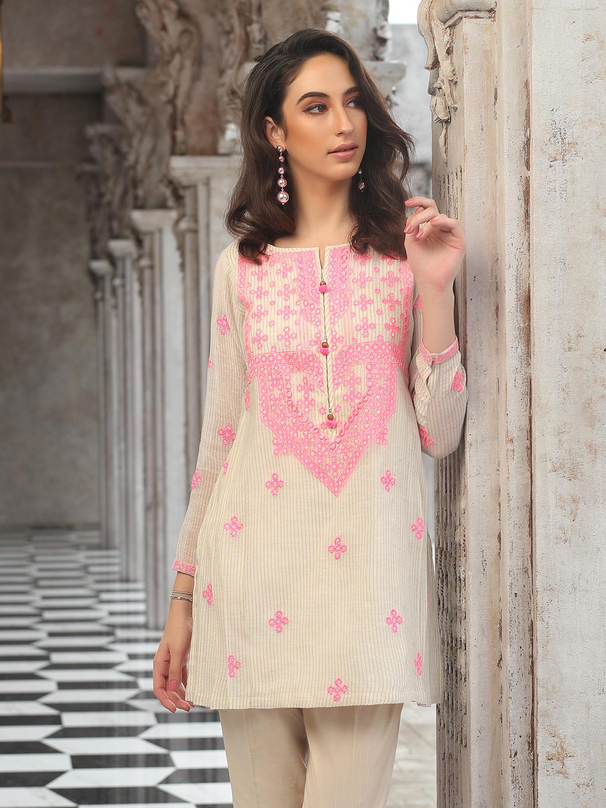 Edenrobe - Pret 1Pc Embroidered Cotton Shirt - ELTKE19-66970