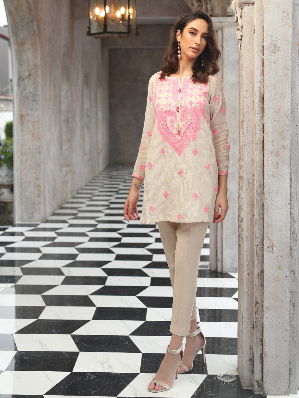 Edenrobe - Pret 1Pc Embroidered Cotton Shirt - ELTKE19-66970