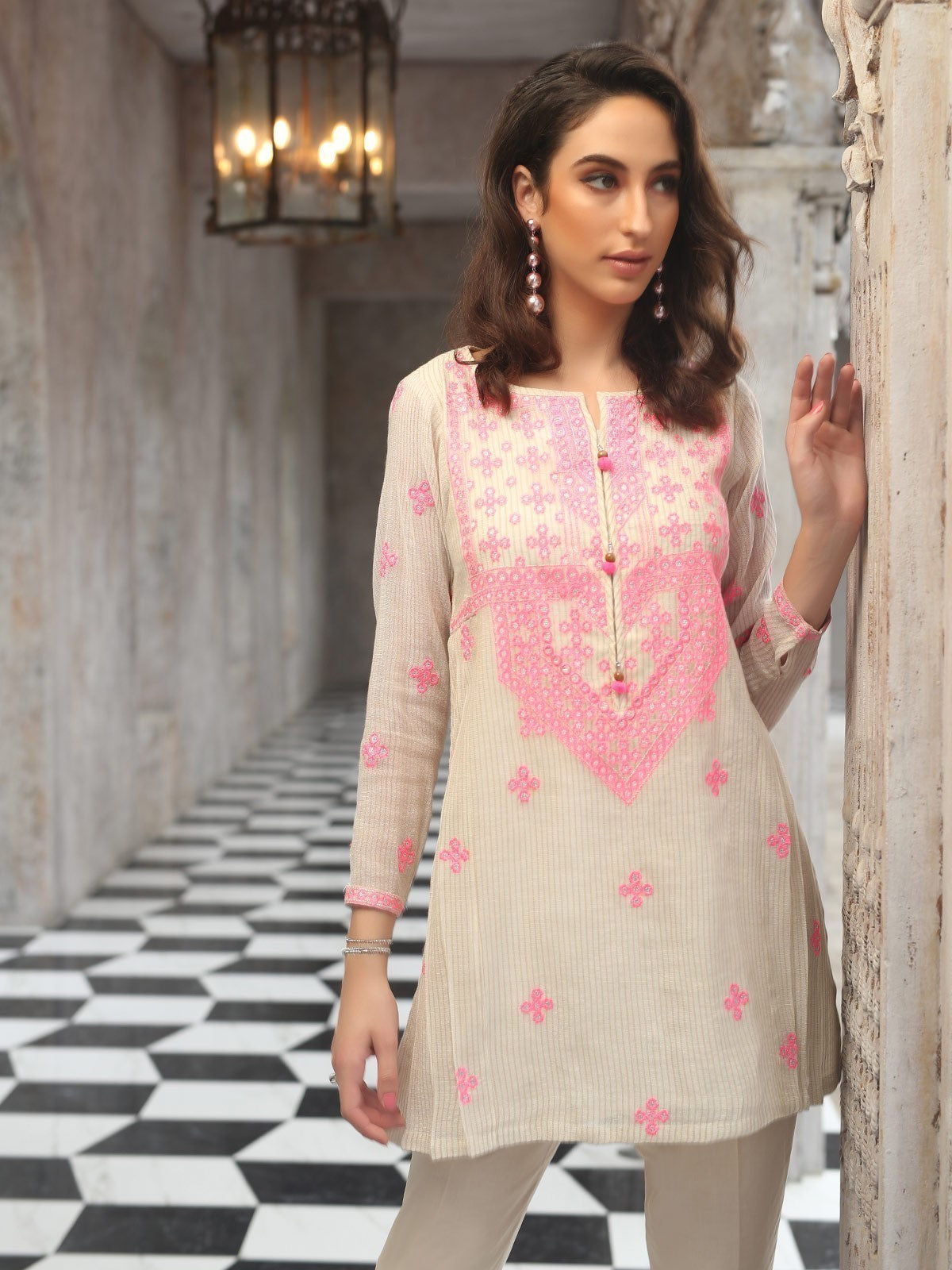 Edenrobe - Pret 1Pc Embroidered Cotton Shirt - ELTKE19-66970