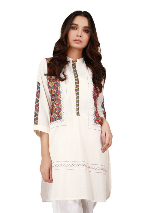Edenrobe - Pret 1Pc Embroidered Cream Shirt - ELTKE19-66972