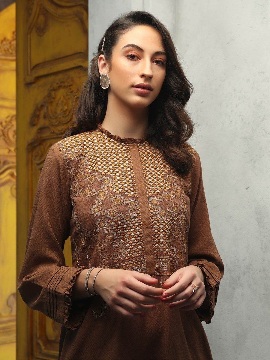 Edenrobe - Pret 2Pc Embroidered Jacquard Shirt Dupatta - ELTKE19-66984 (2PC-D)