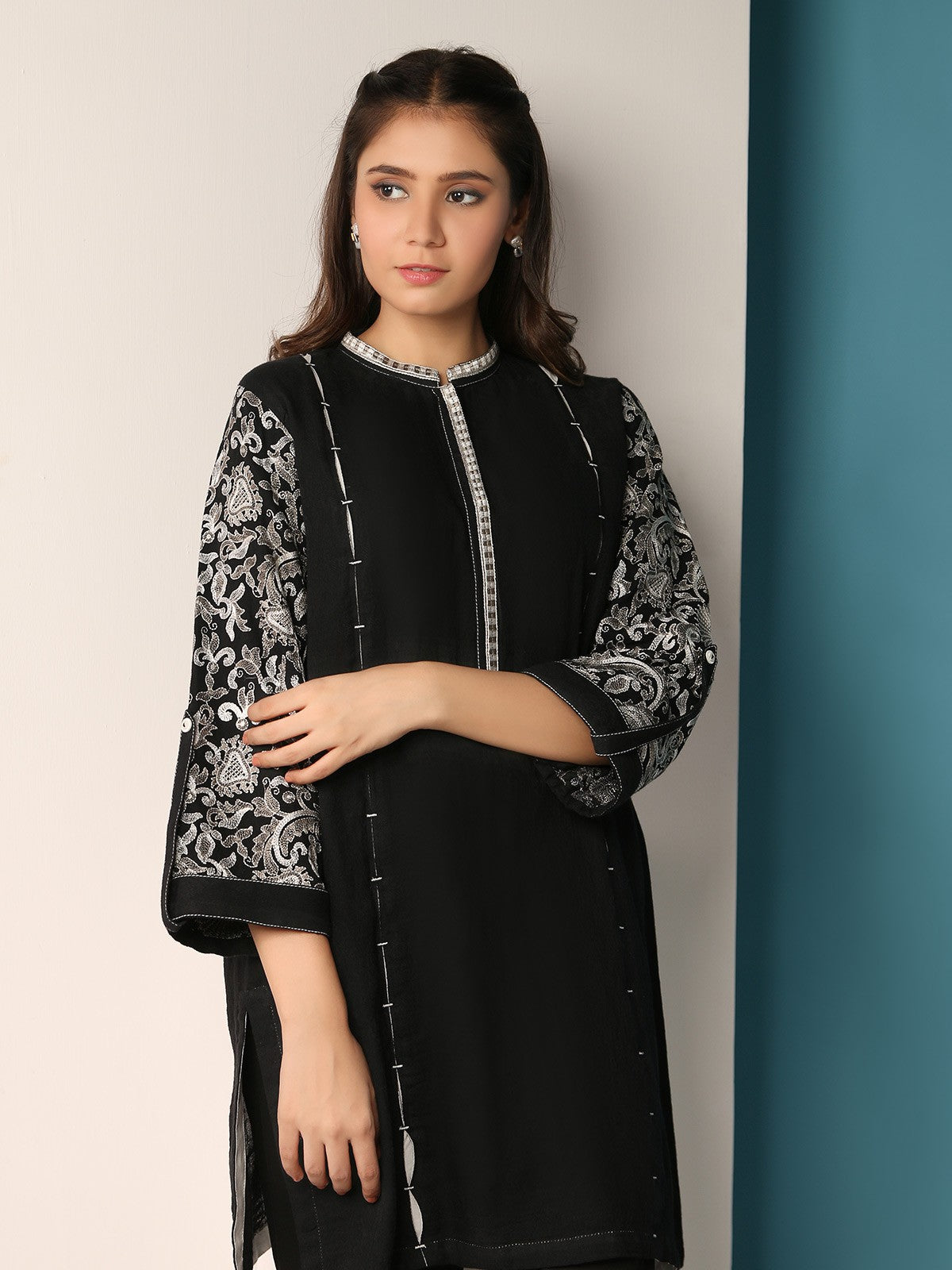 Edenrobe - Pret 1Pc Embroidered Jacquard Shirt - ELTKE19-66985