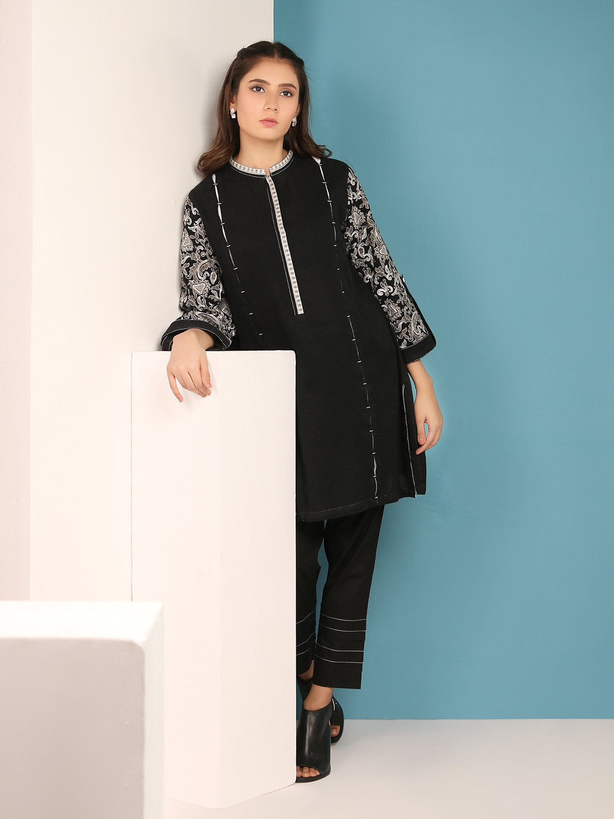 Edenrobe - Pret 1Pc Embroidered Jacquard Shirt - ELTKE19-66985