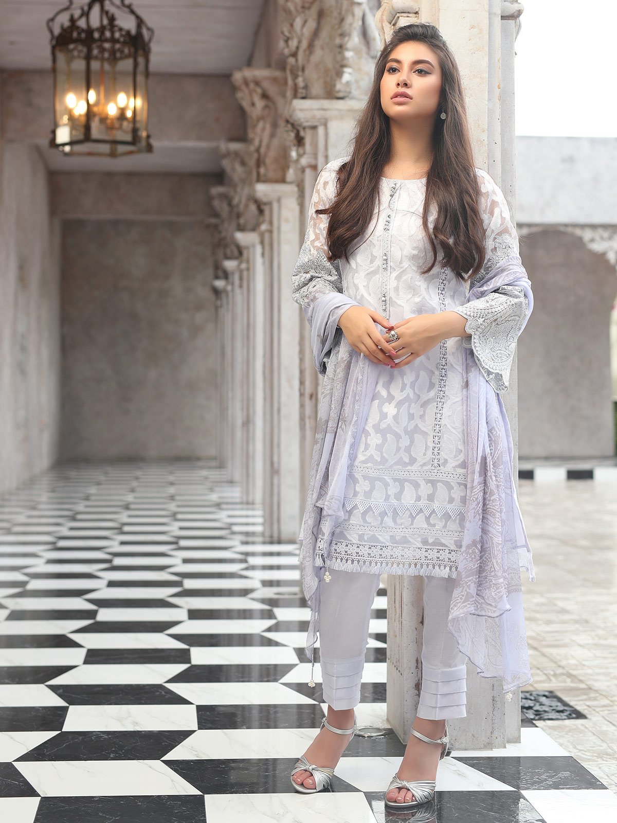 Edenrobe - Pret 2Pc Embroidered Silk Shirt Dupatta - ELTKE19-66991 (2-PCS)
