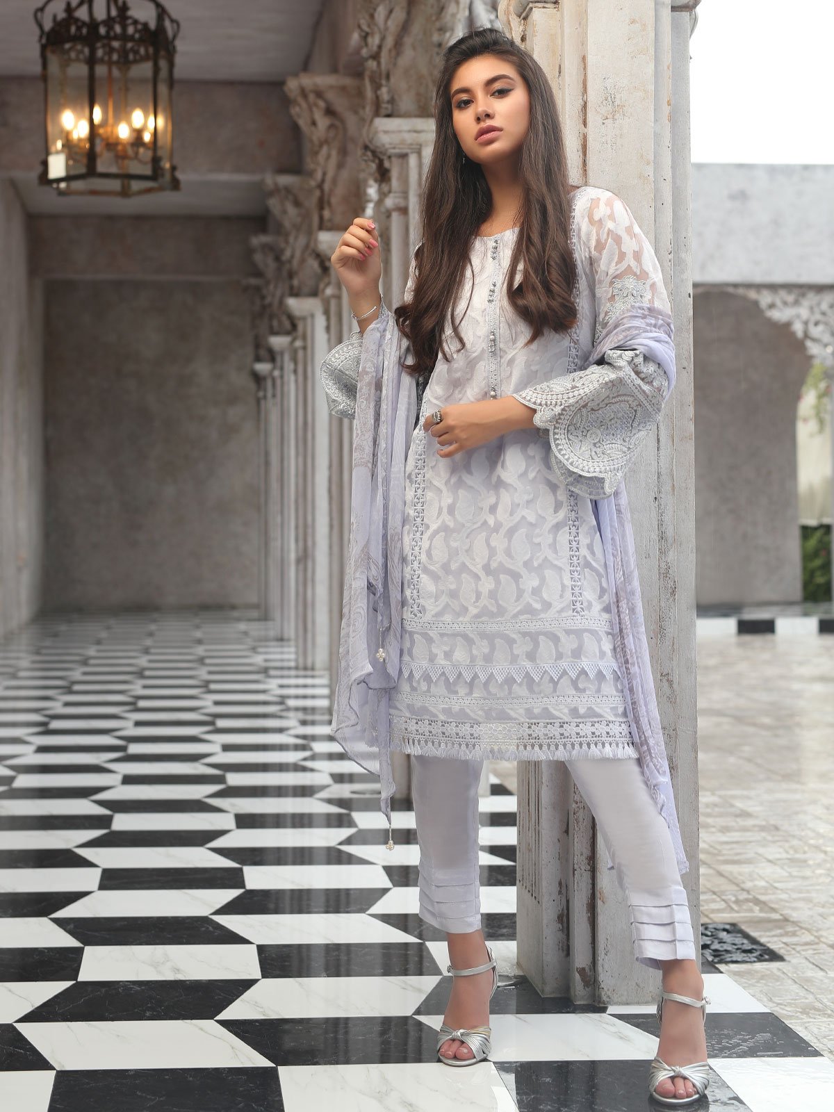 Edenrobe - Pret 2Pc Embroidered Silk Shirt Dupatta - ELTKE19-66991 (2-PCS)