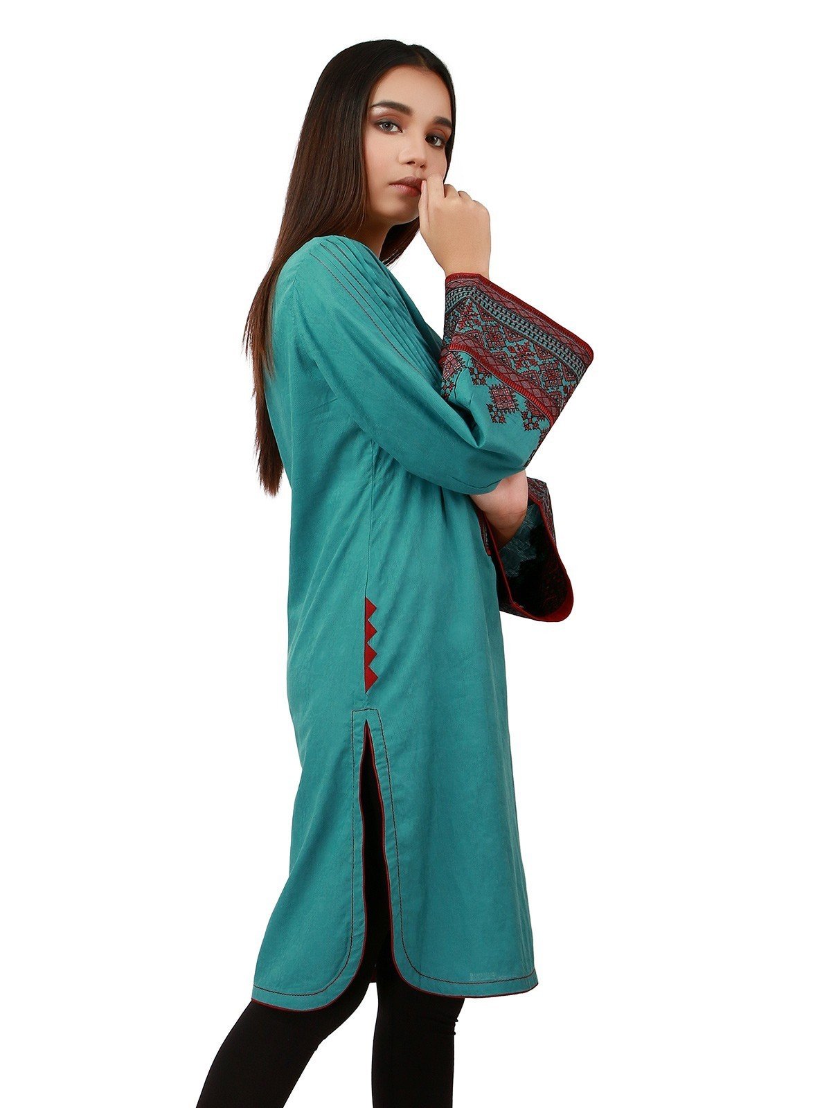 Edenrobe - Pret 1Pc Embroidered Jacquard Shirt - ELTKE19-67001