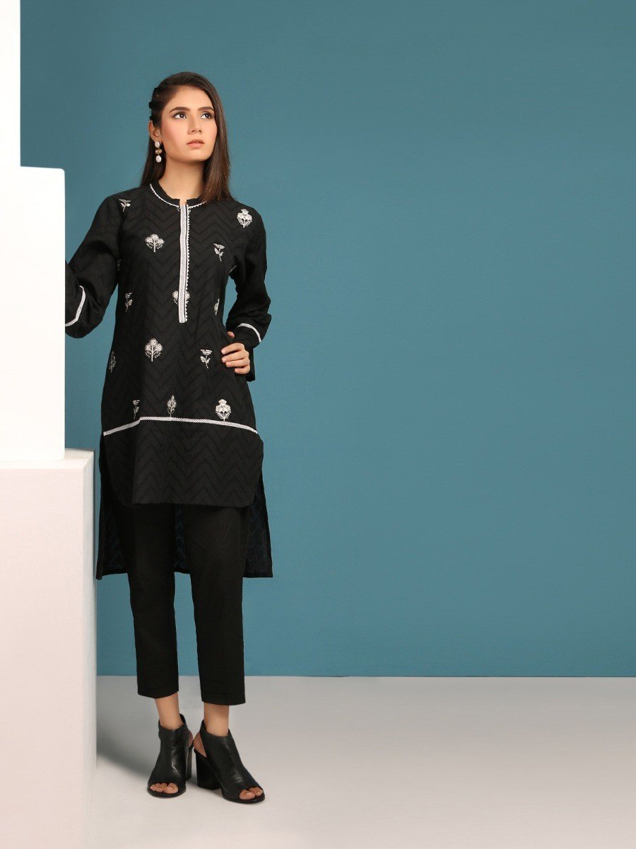 Edenrobe - Pret 1Pc Embroidered Black Shirt - ELTKE19-67009 – Western.pk