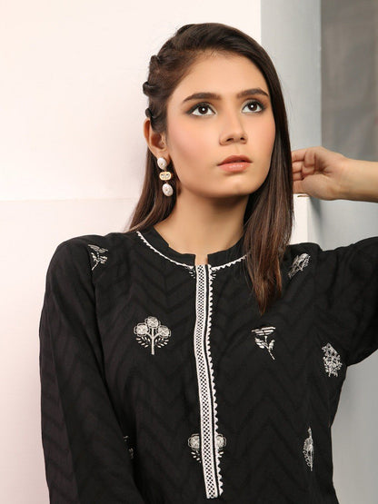 Edenrobe - Pret 1Pc Embroidered Black Shirt - ELTKE19-67009