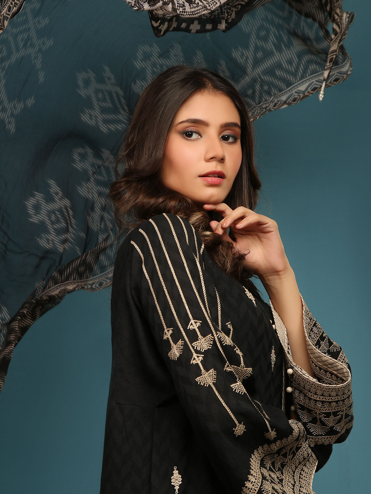 Edenrobe - Pret 2Pc Embroidered Jacquard Shirt Dupatta - ELTKE19-67015 (2PC-D)