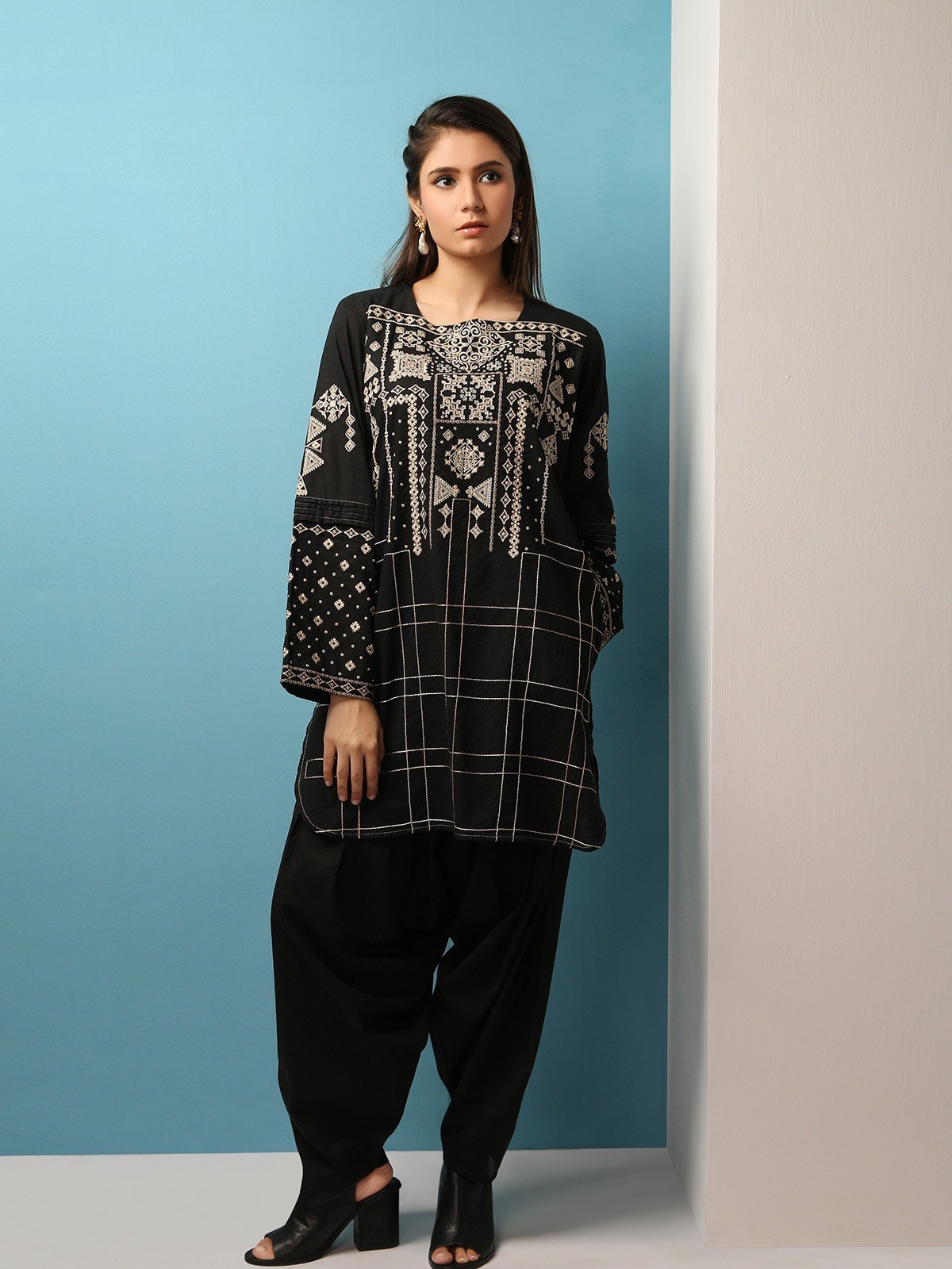 Edenrobe - Pret 2Pc Embroidered Cambric Shirt Trouser - ELTKE19-67018 (2-PCS)