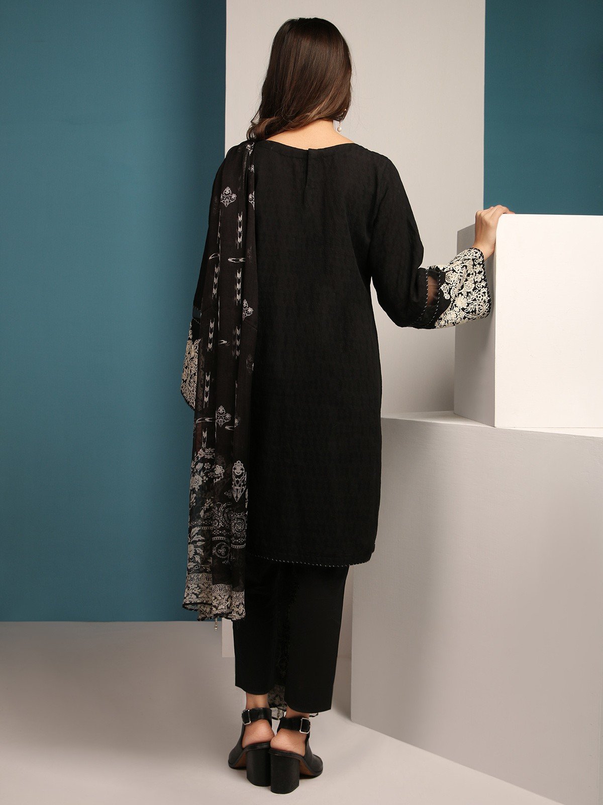 Edenrobe - Pret 2Pc Embroidered Cotton Shirt Dupatta - ELTKE19-67038 (2PC-D)