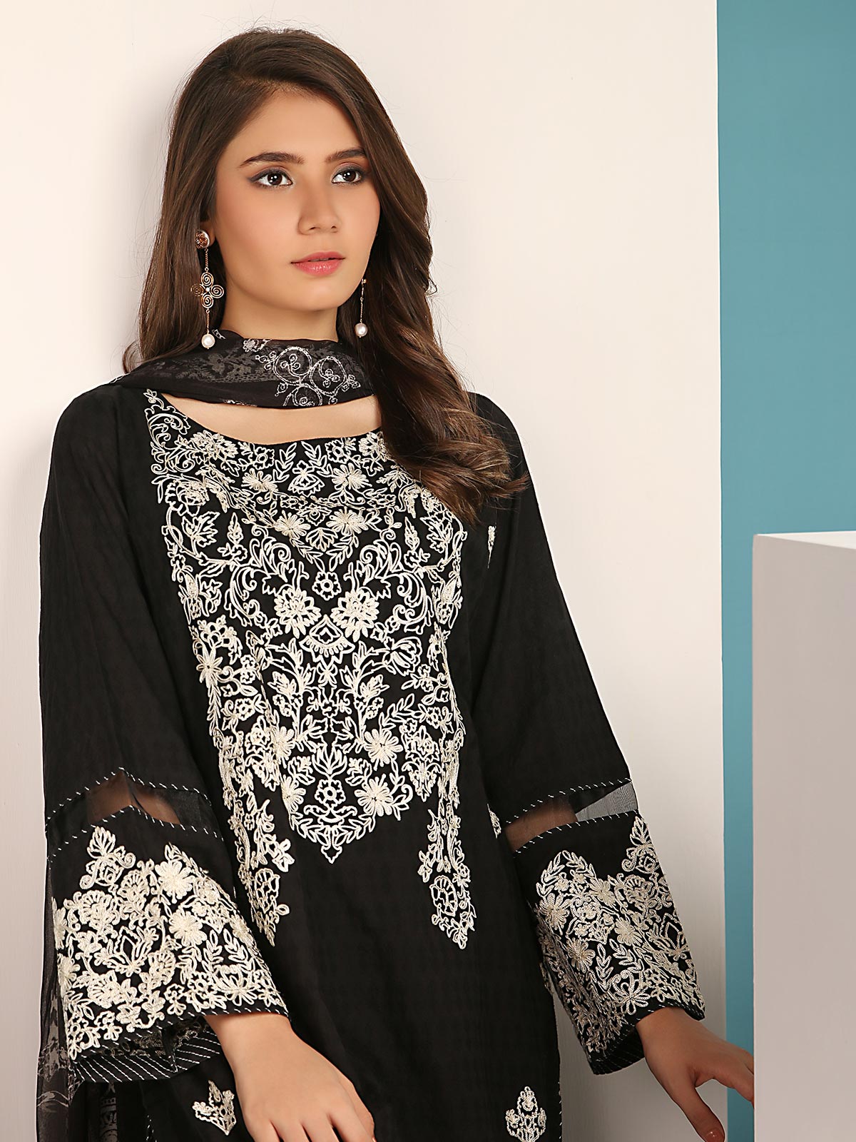 Edenrobe - Pret 2Pc Embroidered Cotton Shirt Dupatta - ELTKE19-67038 (2PC-D)